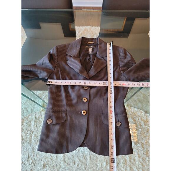 Laundry Women 2 Piece Suit Size 8 Black Wool Striped Long Sleeve Single Breasted - Picture 8 of 14